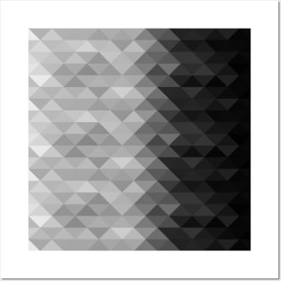 Grayscale triangle geometric squares pattern Posters and Art